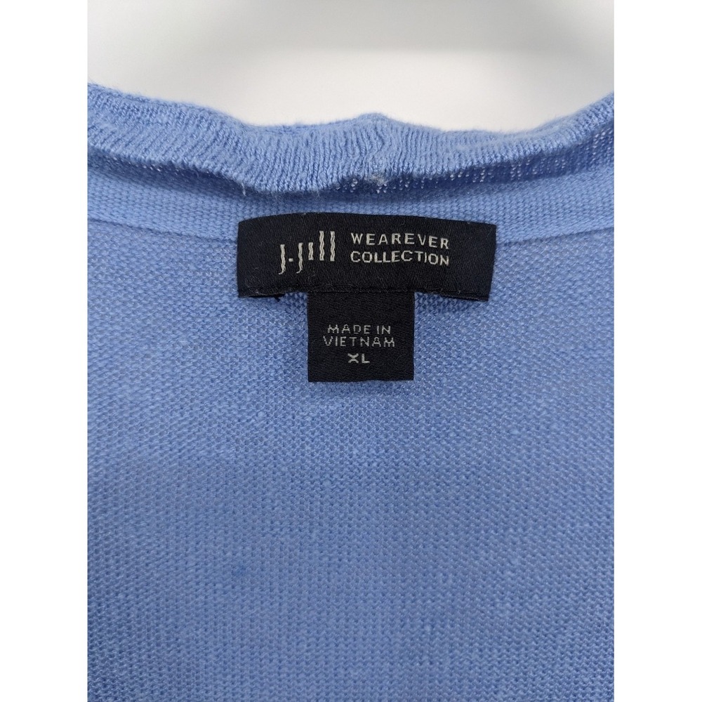 J Jill Wearever Collection Sweater Womens XL Blue Linen Blend Drape Front Wrap - Picture 7 of 11